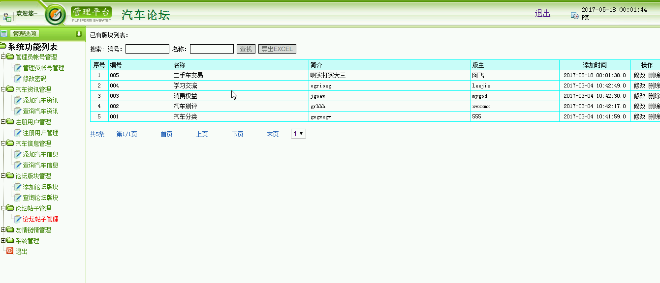 汽车论坛后台部分