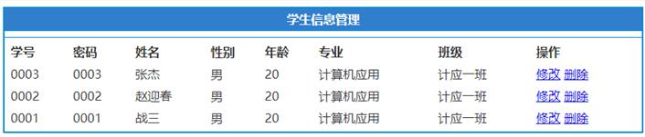 学生信息管理列表