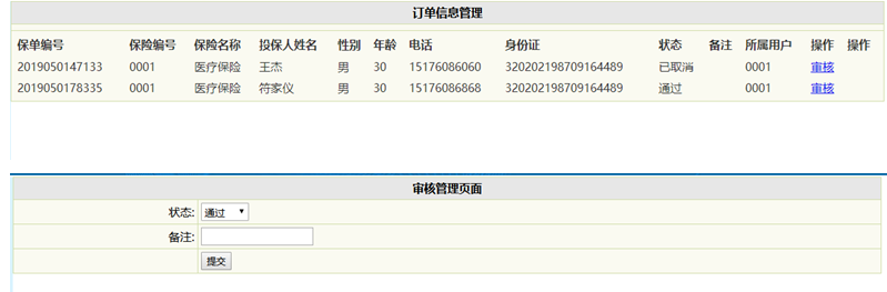 保险单审核页面