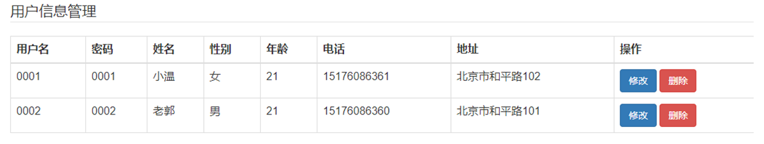 用户信息管理页面