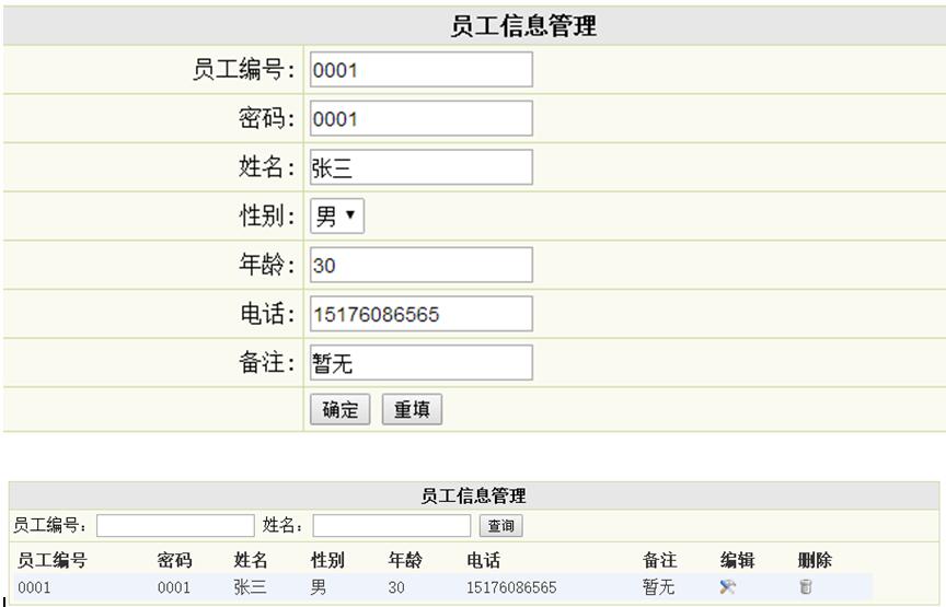 员工信息管理列表